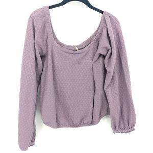 Free People‎ Blouse Womens Small Purple Eyelet Oversized Casual Cottagecore Top